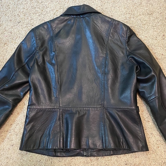 Nine West Classic Black Leather Jacket M - Picture 8 of 9